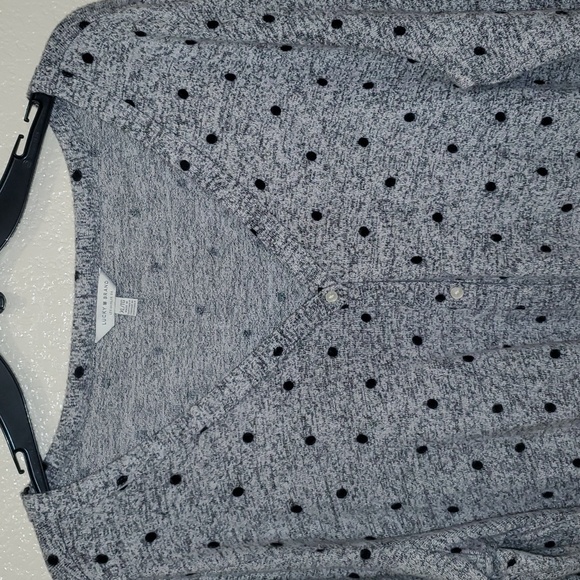 Lucky Brand Grey Polka Dot Tie Front Soft Cardigan XL - Picture 2 of 8
